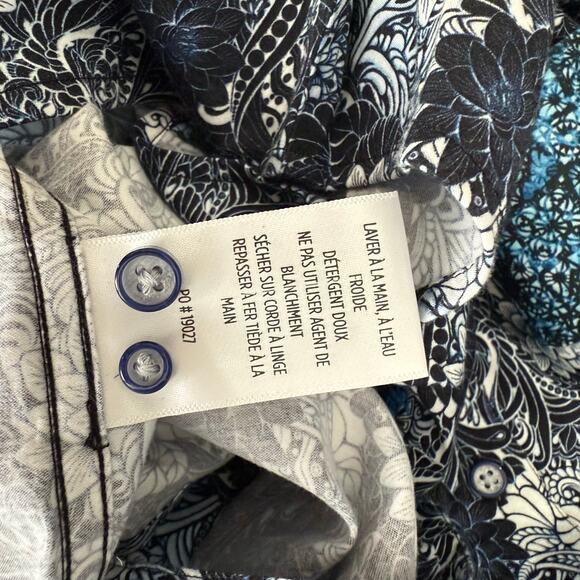 Robert Graham Woven Button Front Long Sleeve Shirt Edgar Navy Tattoo Floral M - Picture 6 of 9